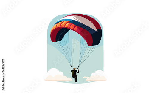 illustrazione di paracadute, parapendio su sfondo bianco photo