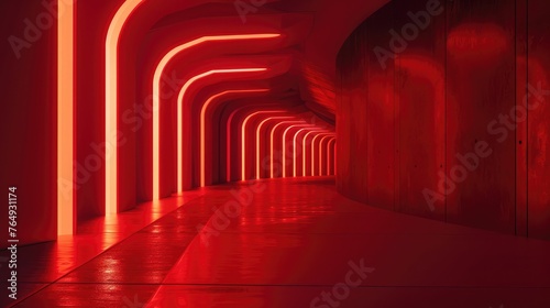 3D Illustration Red Design Architecture Background With Lighting