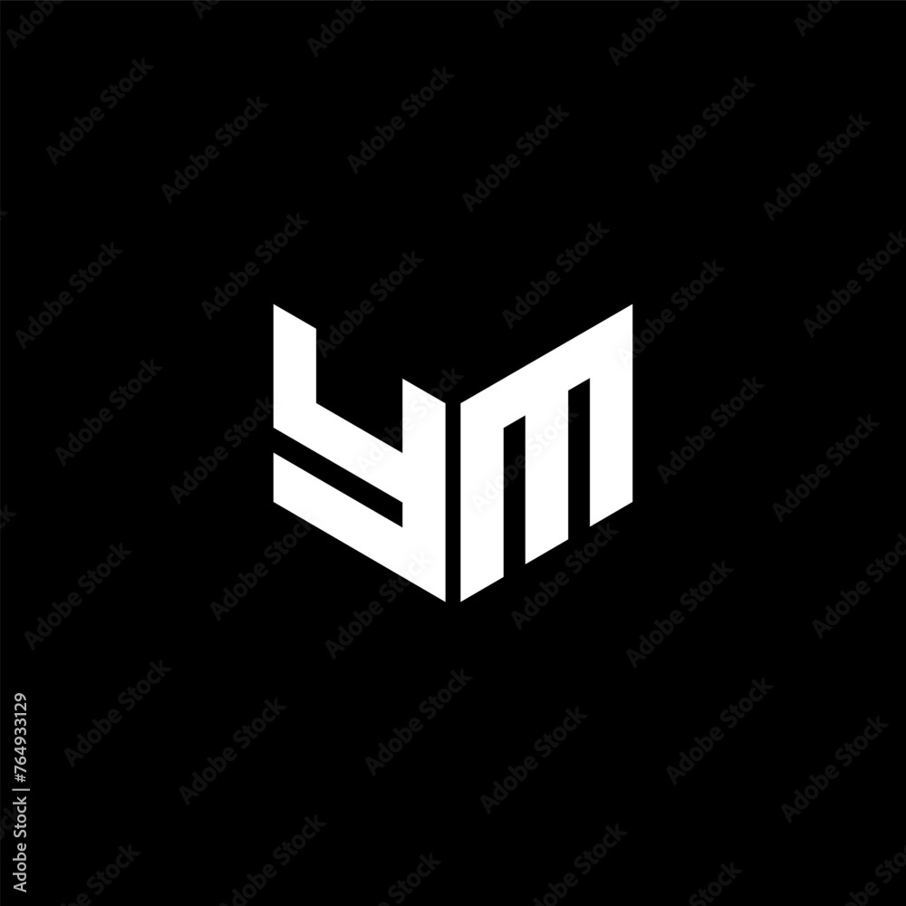 YM letter logo design with black background in illustrator, cube logo, vector logo, modern alphabet font overlap style. calligraphy designs for logo, Poster, Invitation, etc.