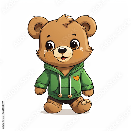 cute teddy bear with a green shirt   reated with Generative Ai