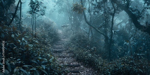 in the jungle. misty forest image.  © CreativeCreations
