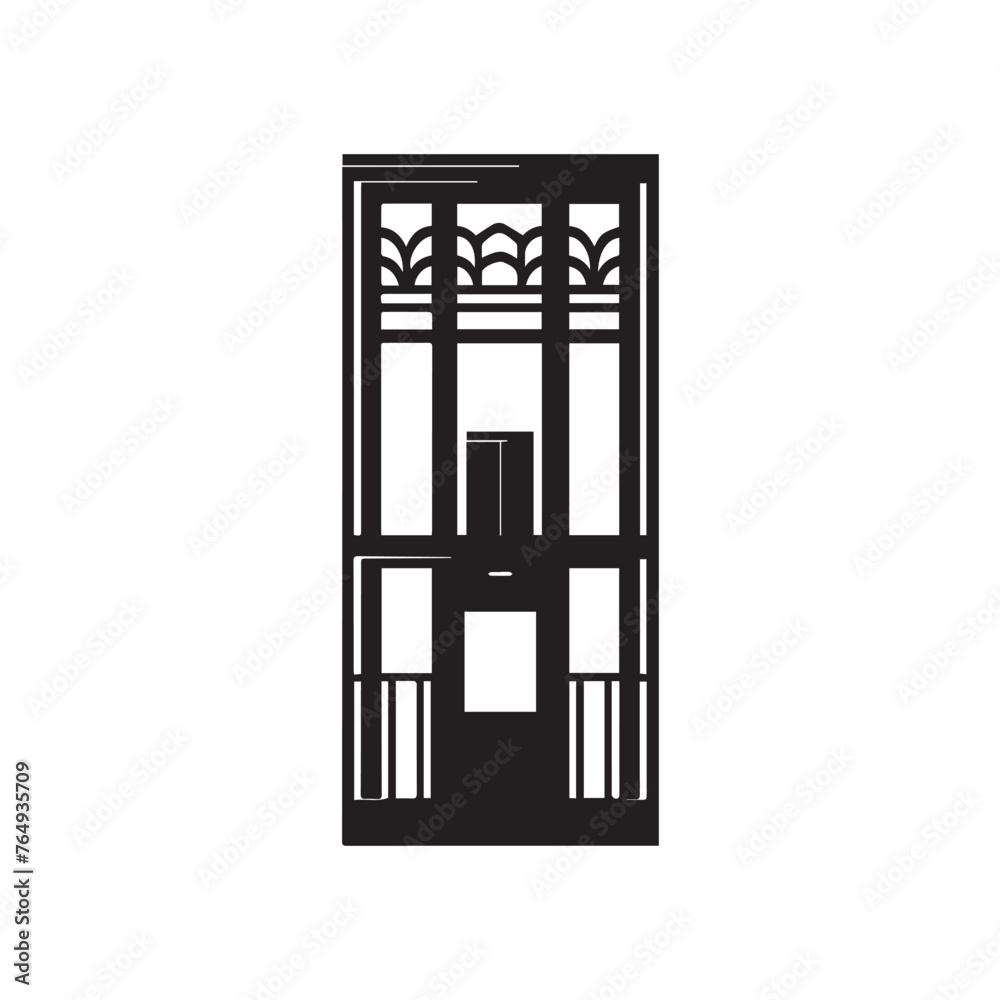 Vector illustration of a set of doors and windows in the city. Vector illustration of a set of doors and windows in the city.