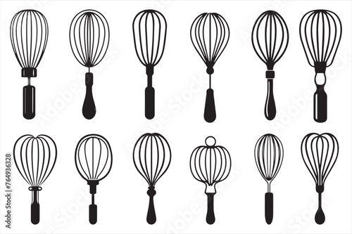 Set of black silhouettes of kitchen utensils. Vector illustration