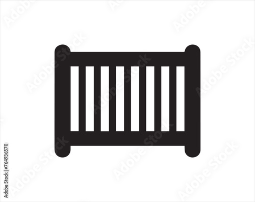 Baby cot vector illustration on white background. Vector black set icon crib bed.