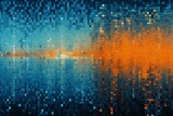 Cyan and orange abstract reflection dj background, in the style of pointillist seascapes