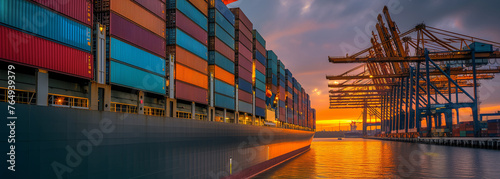 Wallpaper Mural Container ship in the vast ocean, serving as a vital link for global business logistics, freight shipping, import, export, and international trade. Torontodigital.ca