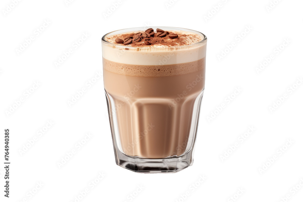 Elegant Glass of Coffee Adorned With Whipped Cream and Coffee Beans. Elegant Glass of Coffee Adorned With Whipped Cream and Coffee Beans.