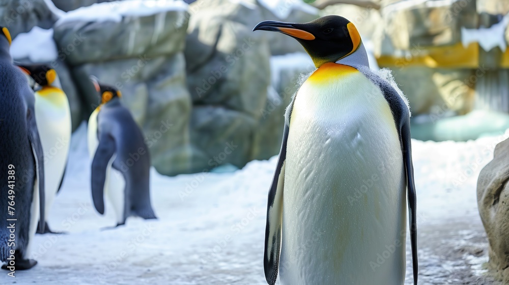 Fototapeta premium close-up portrait of Emperor Penguin. natural background