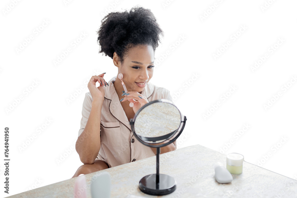 Skin care woman routine, transparent isolated background. Skin care woman routine, transparent isolated background.