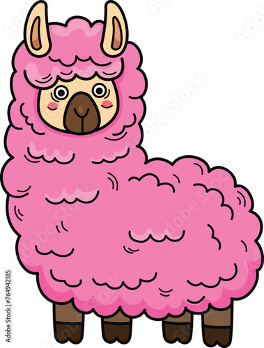 Hand drawn alpaca character illustration, vector