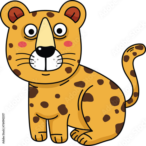 Hand drawn jaguar character illustration  vector