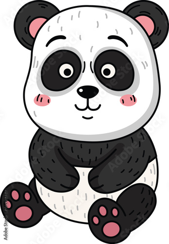 Hand drawn panda character illustration  vector