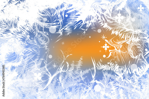 Raster illustration of a frosty pattern on a window © Olena