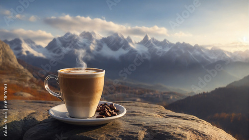 cup of coffee on the mountains