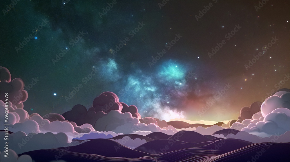 Fototapeta premium a blue and black space filled with stars and dusts. generative ai. Beautiful simple AI generated image in 4K, unique.