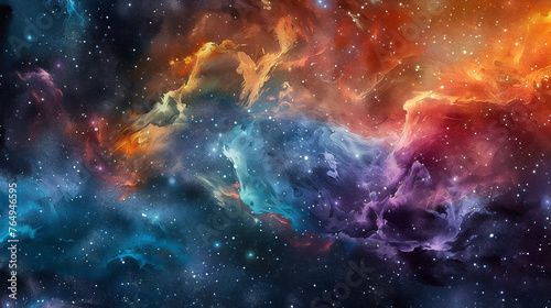Beautiful colorful background. Galaxy or space in blue and purple colors with sparkles or lights or stars. Beautiful simple AI generated image in 4K, unique.