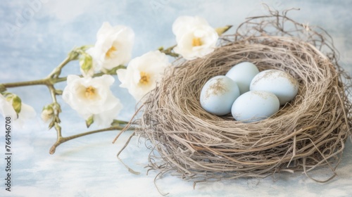 eastereggs on decorated table.  photo