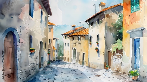 watercolor traditional italian house 