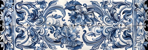 Seamless border with decorative baroque flowers
