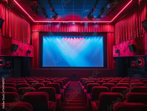 cinema theater with empty screen. 