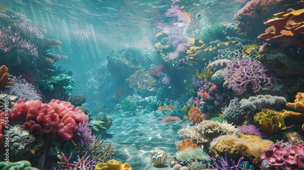 Obraz premium Vibrant Underwater World Colorful Coral Reefs Teeming with Life