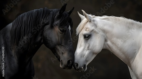 A black and a white horse in love  © Ziyan Yang