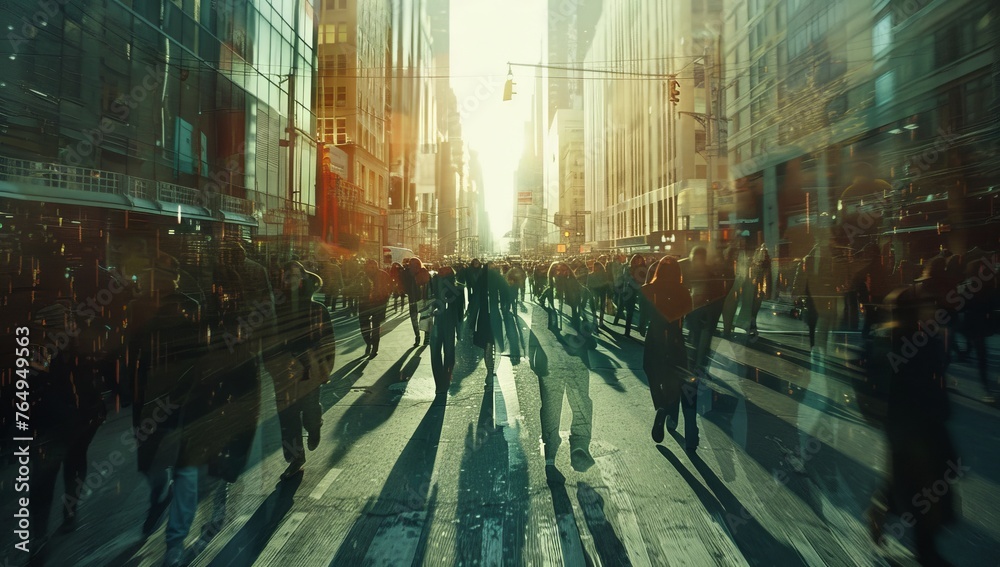 Obraz premium crowded streets in the town.