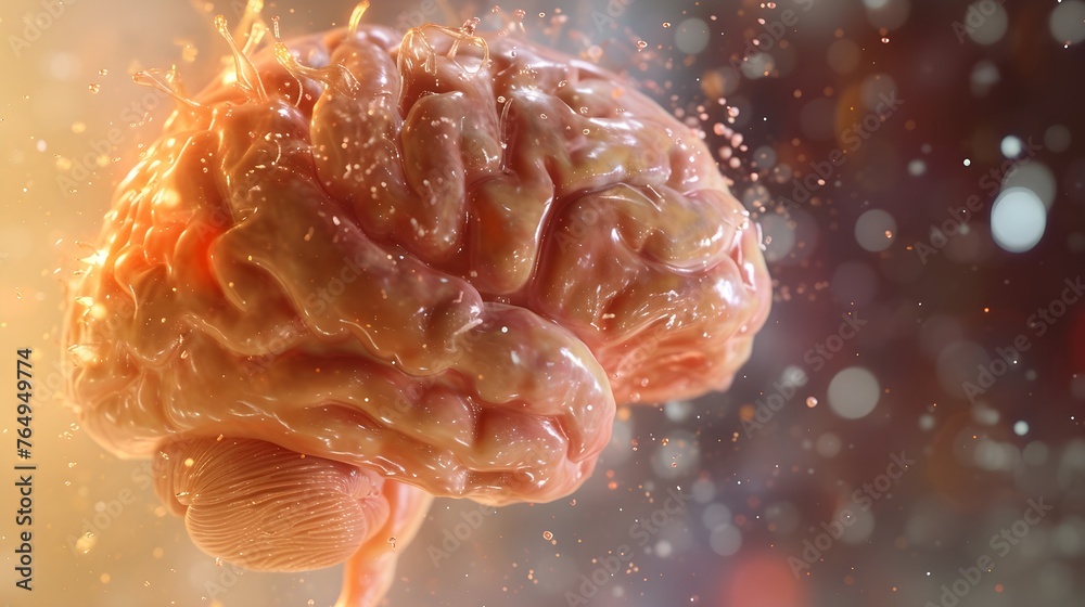 3d human brain on isolated background - obrazy, fototapety, plakaty 