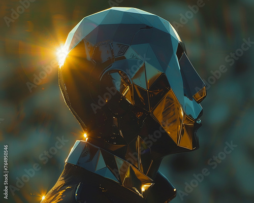 AI Companion, Digital Aura, Evolution of Technology in Human Form, Exploring a virtual reality landscape, Realistic Image, Spotlight, Lens Flare photo