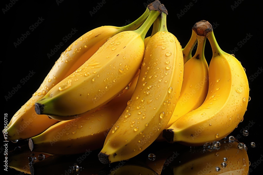 Banana fruit isolated food healthy yellow white mature tropical tropical bananas, generative IA