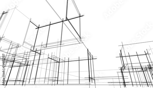 Architectural drawing vector 3d illustration