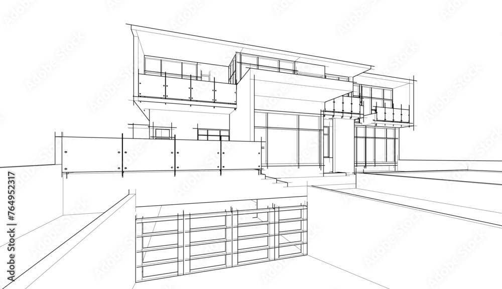 Architectural drawing vector 3d illustration