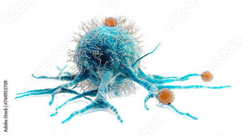 T-Killer Cell Attacking Cancer, Immune System 3D Rendering photo