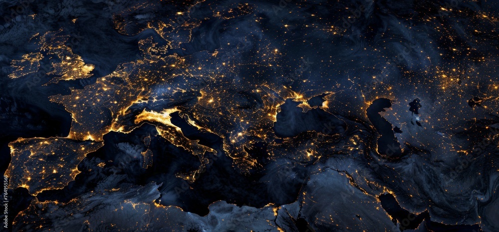 world map with lights in the metropolitan areas. world map with lights in the metropolitan areas.