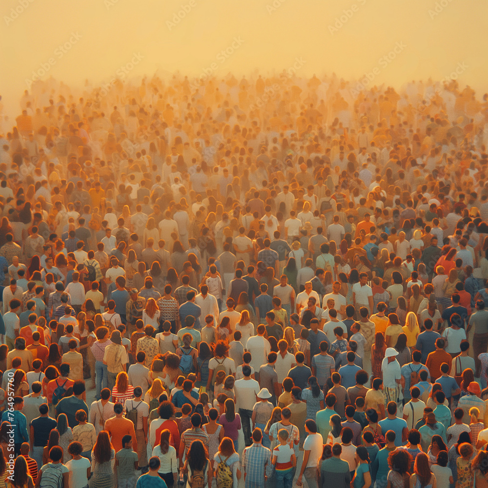 Fototapeta premium crowded place in the sunset. 