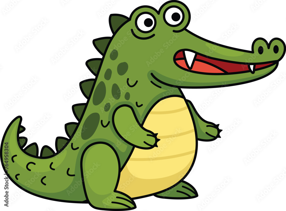 Obraz premium illustration of colorful alligator outline white on background vector