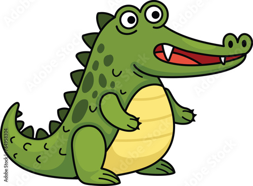 illustration of colorful alligator outline white on background vector
