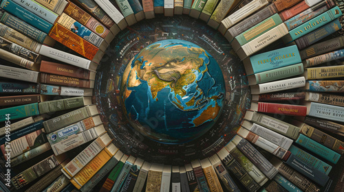 Close-up of a Globe Surrounded by Geography Books