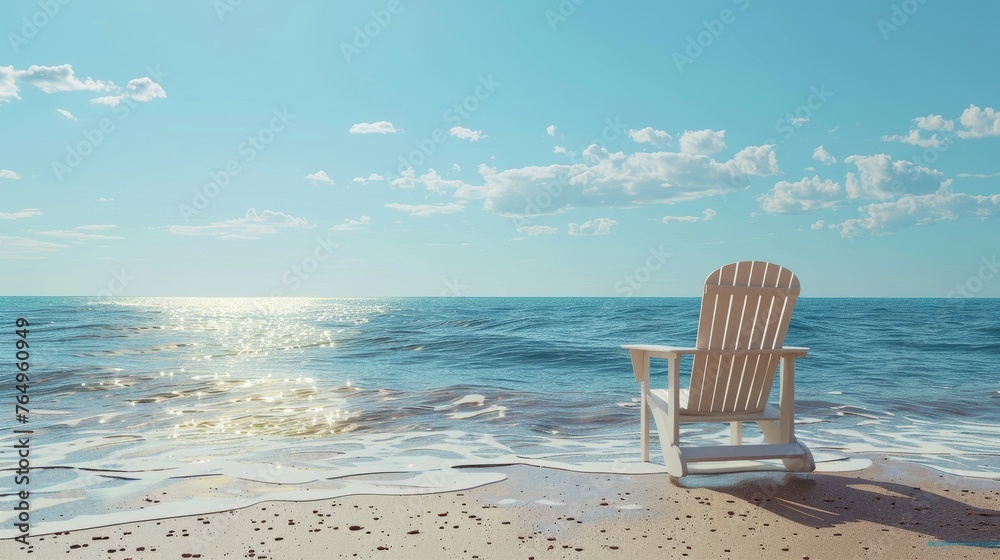 Seaside Solitude Tranquil Beach Chair Scene for Relaxation and Reflection