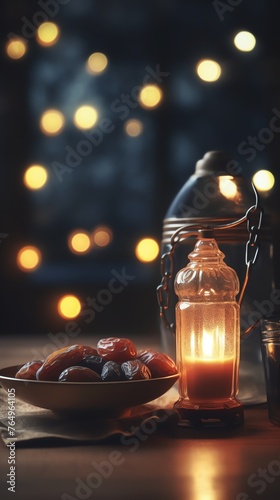 islamic lantern background Ideal for ramadhan festive, eid fitr, eid adha, islamic background , cozy, warm,  holidays, invitations, and decorations, ratio 9:16px photo
