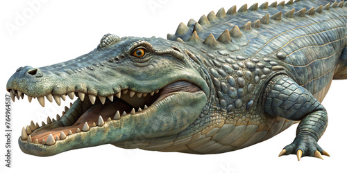 aggressive crocodile with open mouth and grungy skin and sinister look 