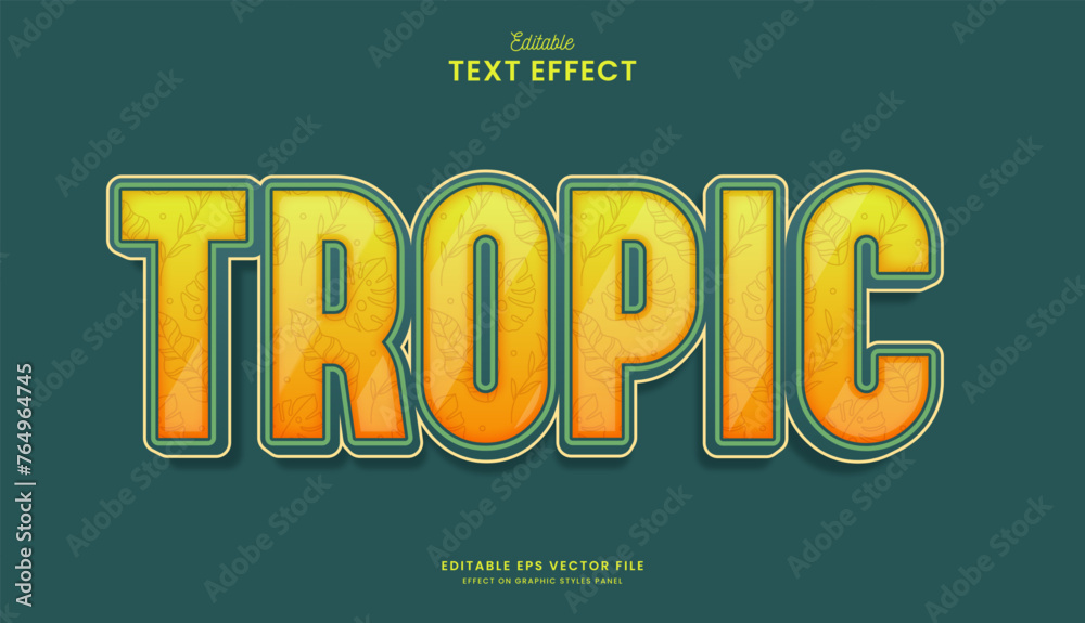 decorative editable tropic text effect vector design - obrazy, fototapety, plakaty 
