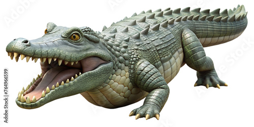 aggressive crocodile with open mouth and grungy skin and sinister look 