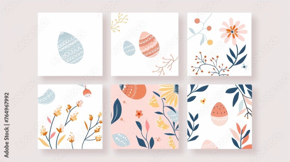 These Easter floral square templates are suitable for social media postings, mobile applications, cards, invitations, banners design, and web/internet ads.