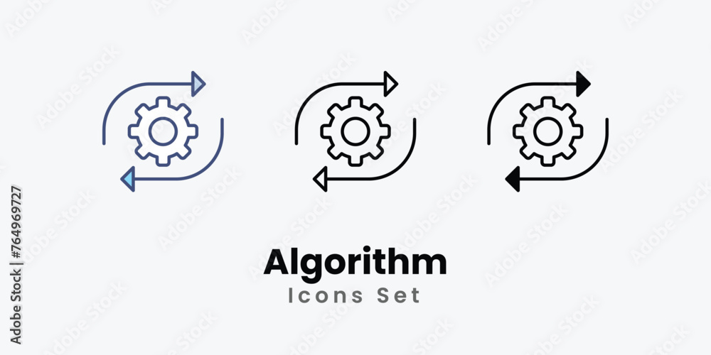 Algorithm icon thin line and glyph vector icon stock illustration