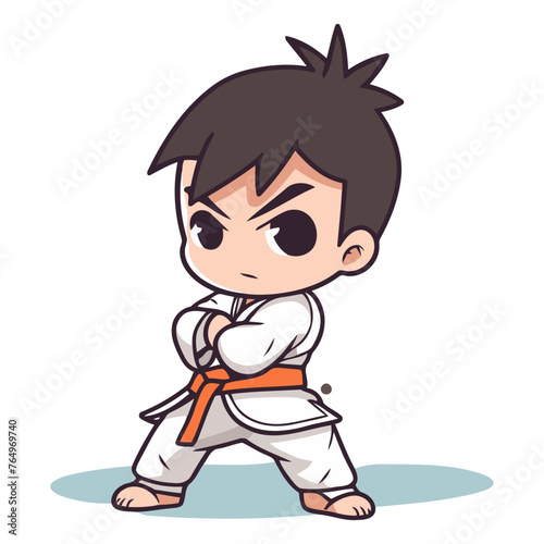 Taekwondo - Cute karate boy cartoon vector illustration