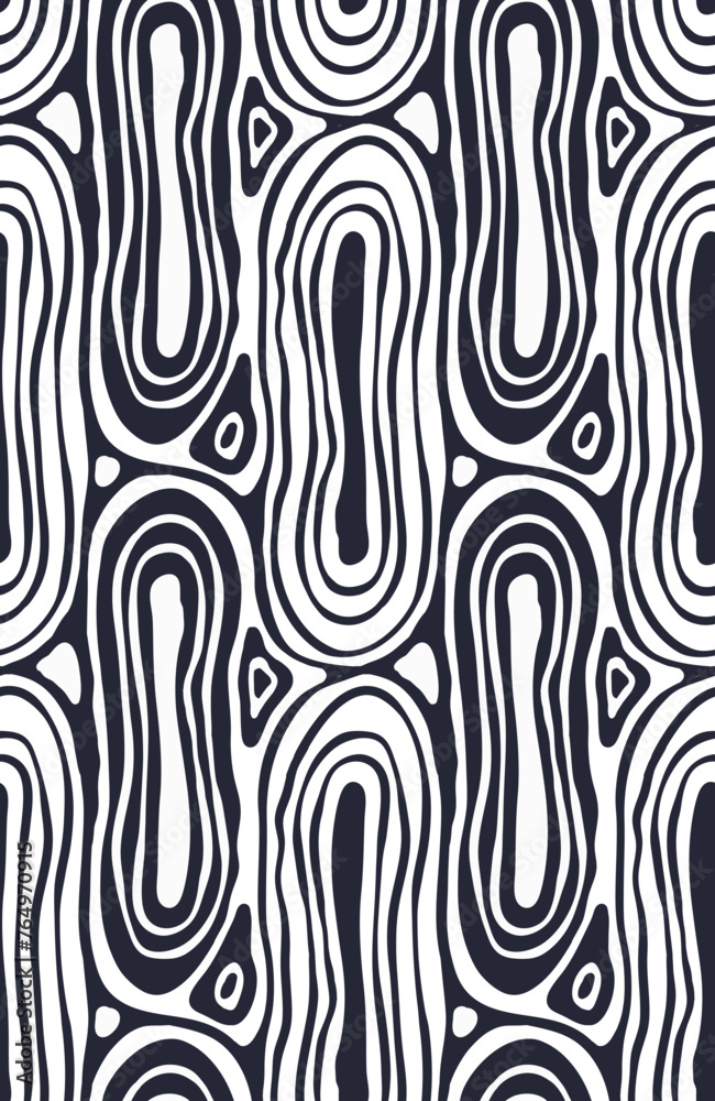 Obraz premium Vector Hand Drawn Seamless Ethnic Abstract Pattern.