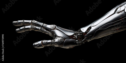 Futuristic Robotic Arms on Black Background - 3D Illustration