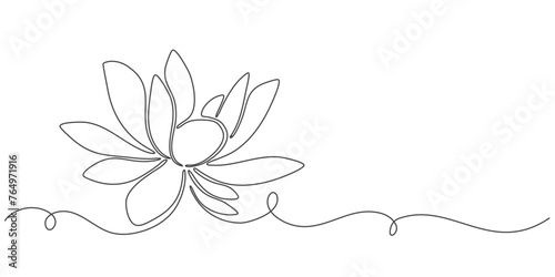 lotus flower one line art vector illustration, vesak day element design	
