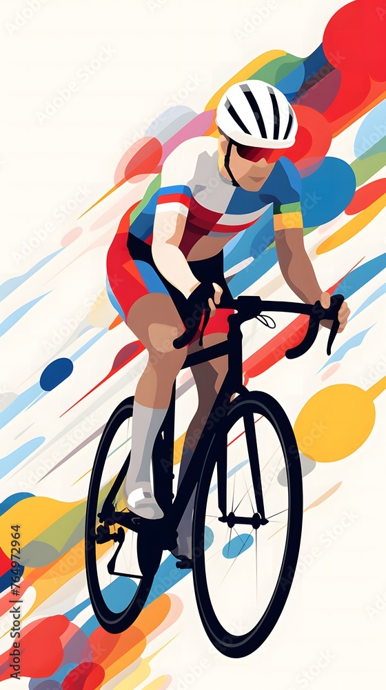 Fototapeta premium cycling Illustration in Simple Lines and Bright Colors